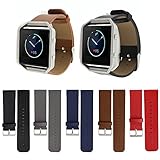 Fitbit Blaze Accessory Band, Vancle Luxury Genuine Leather Replacement Wrist Watch Strap for Fitbit Blaze (Red, S(5.5-6.7 inch))