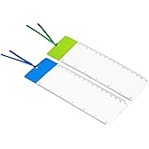 PATIKIL Bookmark Magnifier with Ruler, 2 Pack 3X Magnifying Sheet Page Magnifier Lens for Low Vision People Reading Book Maga