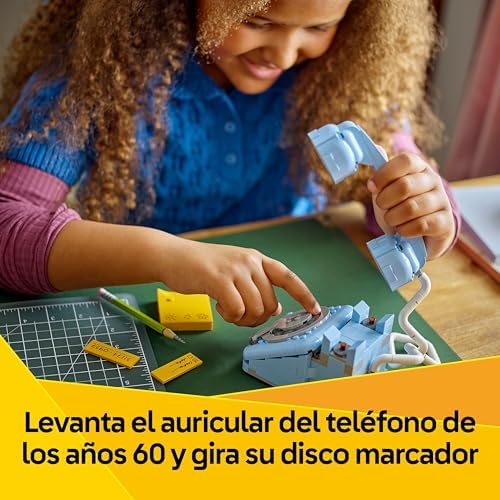 Creator 3 en 1 Teléfono Retro de Juguete con Dial Giratorio - Se Transforma en Teléfono de los 80 o 2 Móviles de los 2000 - Regalo para Niñas y Niños de 8+ Años - Decoración de Estantería 31174