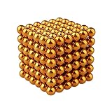 DIY Magnetic Ball Cube Puzzle 216 pcs Magic Beads Desk Toy for Intelligence Development Stress Relief Metal Toys (Yellow)