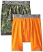 Jockey Big Boys' 2 Pack Boxer Brief with Moisture Wicking, Orange/Green Camo, Medium