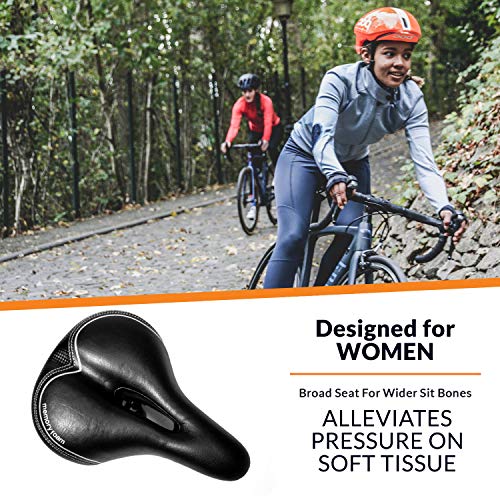 Most Comfortable Bike Seat for Women- Padded Bicycle Saddle with Soft Cushion - Replacement Bike Saddle Improves Riding Comfort on Your Exercise Bike - Women's Bicycle Seat (Memory Foam)
