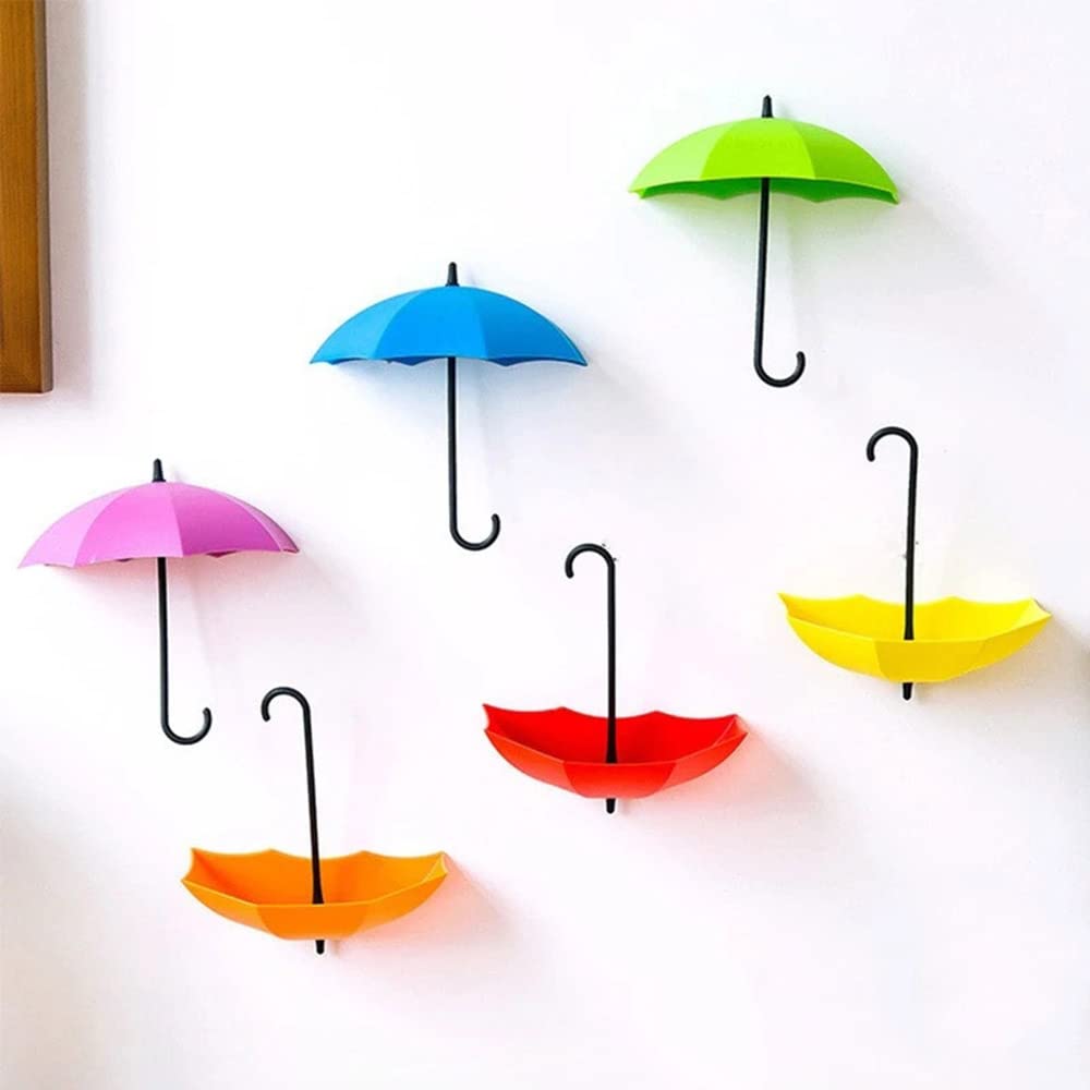 MaoNativey 6pcs Umbrella Shaped Creative Key Hanger Rack Home Decorative Holder Wall Hook for Kitchen Organizer Bathroom Accessories