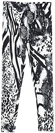 Expert Design Girl's Animal Zebra Pattern Print Leggings - Black White S/M