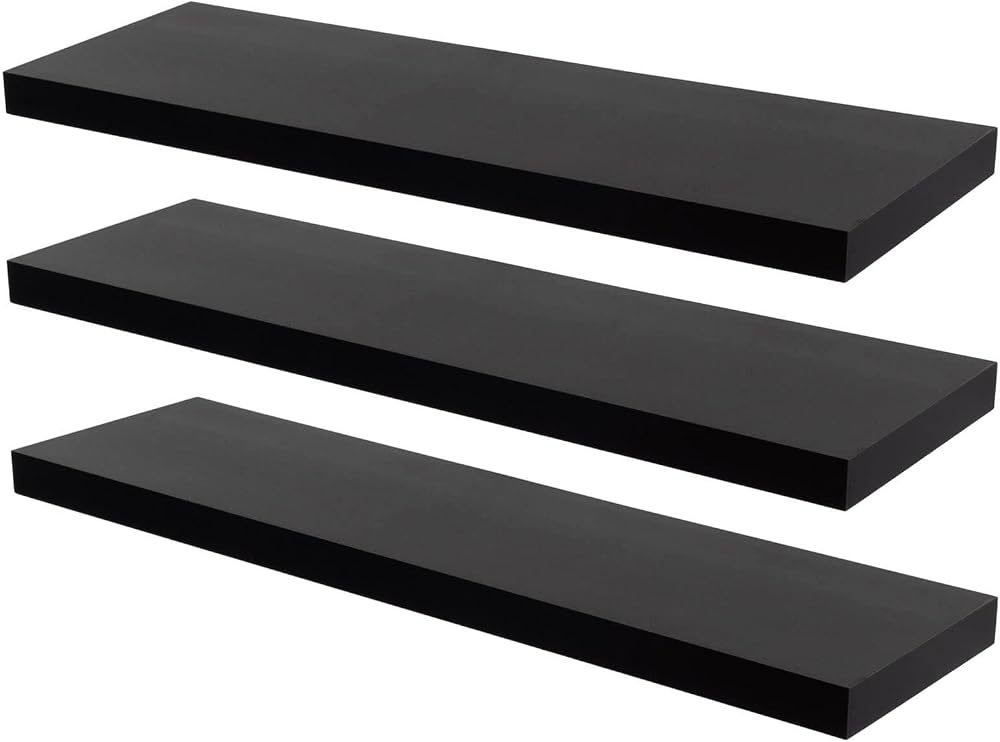 Harbour Housewares 80cm Floating Shelf Set Black 3 Pack Wall Display Shelves