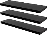 Harbour Housewares 80cm Floating Shelf Set Black 3 Pack Wall Display Shelves