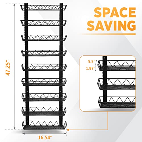Spice Rack Wall Mount, 9 Tier Adjustable Spice Rack, Spice Organizer