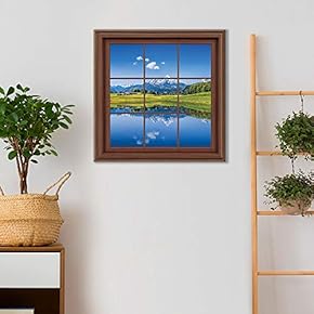 Framed Canvas Home Artwork Decoration View from The Window Canvas Wall Art for Living Room, Bedroom - 16x16 inches