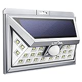 LITOM Solar Lights, Silver 24 LED Motion Sensor Solar Lights Outdoor, Super Bright Wide Angle Security Light for Front Door, Yard, Garage, Deck, Porch, Shed, Walkway, Fence