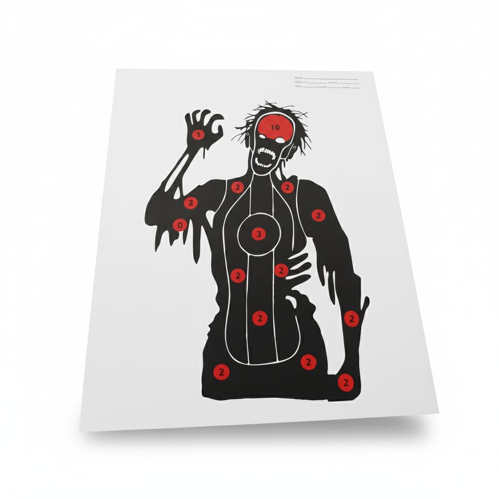Alomejor Zombie Target, Archery Shooting Targets Paper, Pack of 10 Heavy Copper Sheet Paper Targets for Shooting Range Practice (17.7x12.6in) (Zombie Skull)