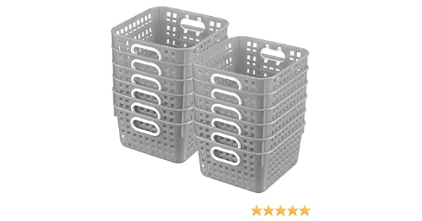 Amazon Com Really Good Stuff 9 Square Shelf Baskets With Built In Handles Single Color 12 Pack Home Kitchen