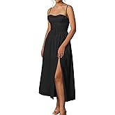 VKIHOC Summer Lace Midi Dress Spaghetti Strap Flowy A Line Slit Swing Dresses Sundresses for Women 2024 Casual Beach Vacation