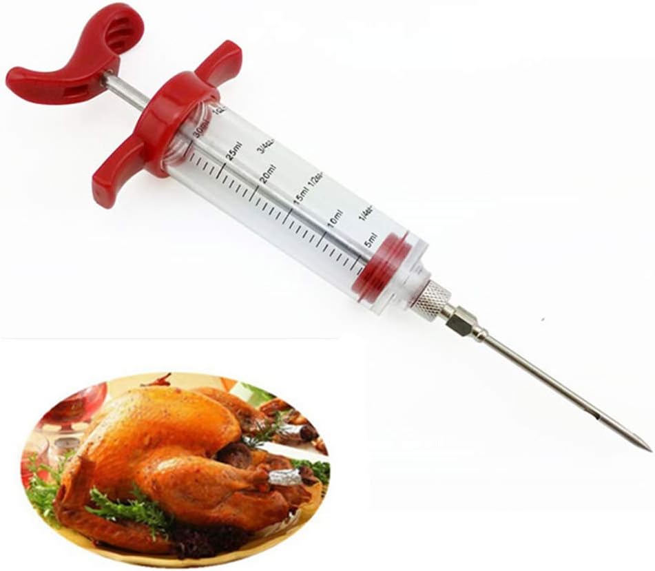 Kefaith Stainless Steel Needles Spice Syringe Set Kithen Cooking Sauce Marinade Syringe Accessories Kitchen Tool