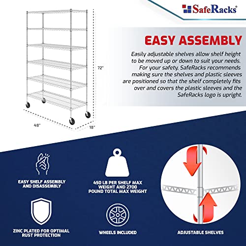 SafeRacks NSF Certified Storage Shelves, Heavy Duty Steel Wire Shelving