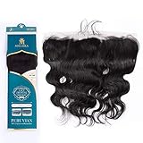 Sedittyhair Lace Frontal Hair Extension Body Wave Frontal Lace Frontal Closure Bleached Knots With Baby Hair,13x4 Free Part Ear to Ear Frontal,9A Grade Virgin Hair - 8 inches