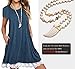 Sanifer Women's Short Sleeve Lace Tunic Dress Summer T-Shirt Dress with Pockets (Medium, Blue)