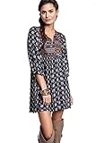 Umgee Women's Bohemian Tunic or Dress (Small, Navy)