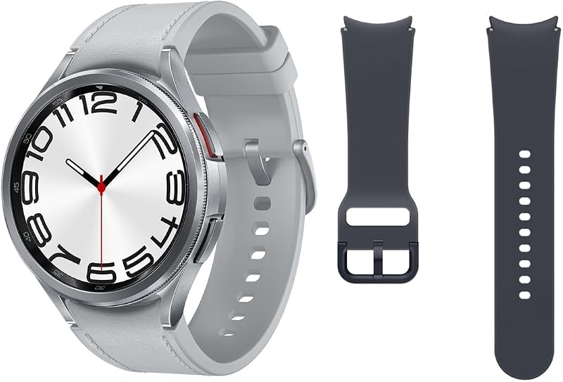 Galaxy Watch6 Classic 4G LTE, 47 mm + Correa de recambio - Smartwatch, Control de Salud, Seguimiento Deportivo, Batería de Carga Rápida, Plateado (Versión Española)