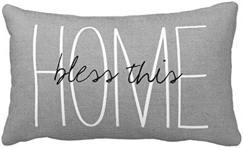 Standard Pillowcase Home Decorative Cushion Case Rustic Gray Bless This Home Pillow Cover 12x22 Inches