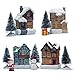 QPURP Christmas Light Up Tiny Village Houses Building Sets Christmas Town Scene Display Indoor Christmas Decorations (Set of 4 Styles)