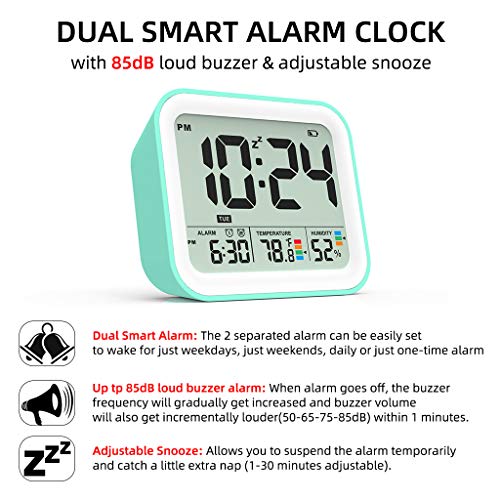 FULLWILL Digital Alarm Clock, Dual Smart Alarm with Workdays/Weekends
