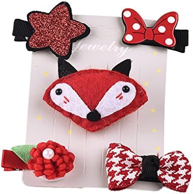Baby Girls Hair Bows Cartoon fox Alligator Clips Hairband for Infant Toddler Kids Set of 5 Gril Hair Accessories Set