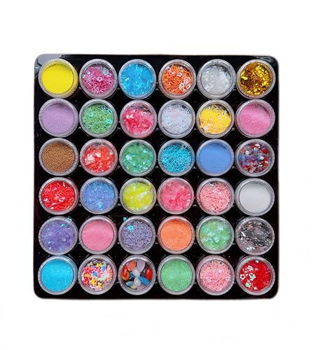 Aimeely 36 Colors DIY Art Decoration Set Glitter Sequins Collection Multicolored Polymer Clay Pieces for Nail Art (1#)