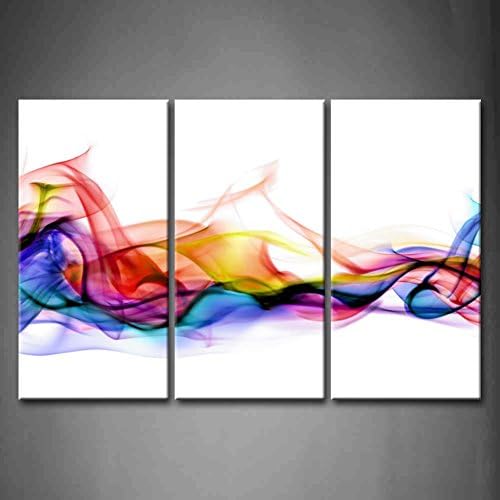 3 Panel Wall Art Fresh Look Color Abstract Smoke Colorful White Background Painting Pictures Print On Canvas Abstract The Picture For Home Modern Decoration Stretched By Wooden Frameready To Hang Buy Online