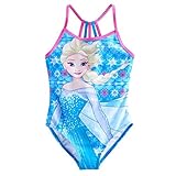 Disney Frozen Elsa Girls One Piece Swimwear Swimsuit (4, Blue)
