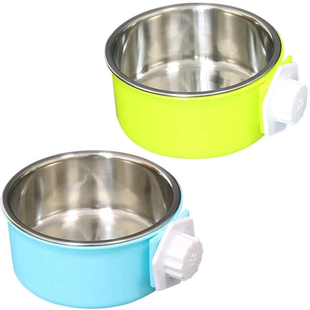 FANDE 2pcs Pet Hanging Cage Bowls, Stainless Steel Pet Feeder Bowl Food Bowls for Dogs, Cats, Small Animals, Dogs, Cats, Rabbits, Birds