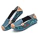 Fheaven New Women Leather Shoes Loafers Soft Leisure Flats Female Casual Shoes Boat Shoes Flats (US:7, Blue)