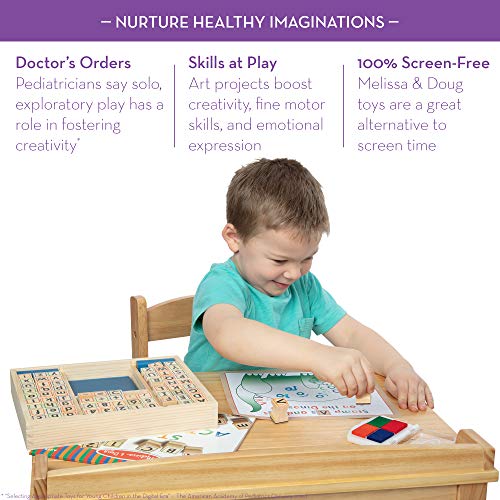 Melissa & Doug Deluxe Wooden Stamp Set ABCs 123s & & Doug Dinosaur