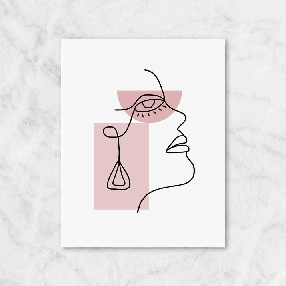Scandinavian Art, Female Figure Art Print, Woman Face Line, Minimalis Wall Art, Abstract Face Line, UNFRAMED, 8x10 inch