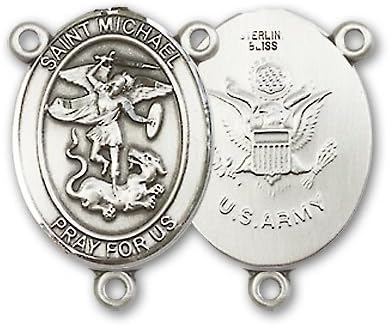 Sterling Silver US Army St Michael the Archangel Patron Saint Rosary Centerpiece by Bliss Manufacturing