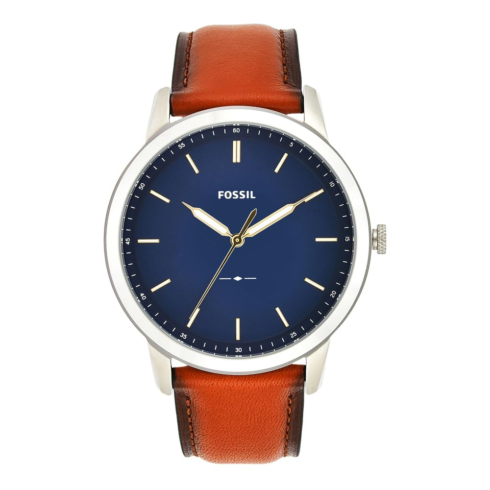 Fossil The Minimalist Men's Quartz Watch with Blue Dial and Brown Leather Strap FS5304 — image 1