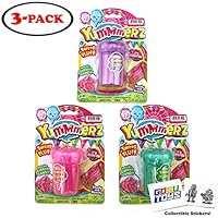 Yummmerz Cute Sweet Strawberry Scented Cotton Candy Like Fluff Slime Molding Sand in 3 Pastel Colors Smushy and Stretchy (3 Pack) with 2 GosuToys Stickers