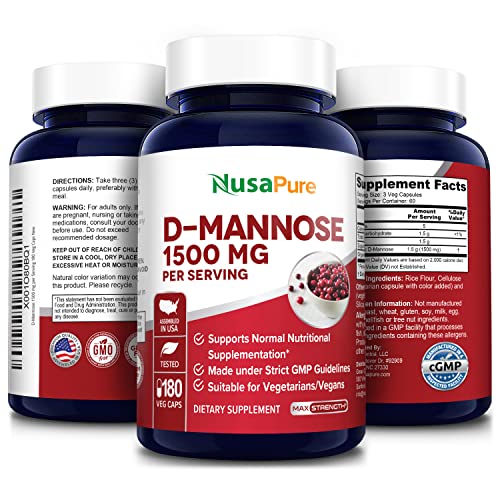 DMannose 1500 mg per Serving 180 Vegetarian Capsules (NonGMO