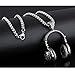 Apopo Stainless Steel Hip-Hop Headphone Pendant Music Black Necklace with 23' Chain- black