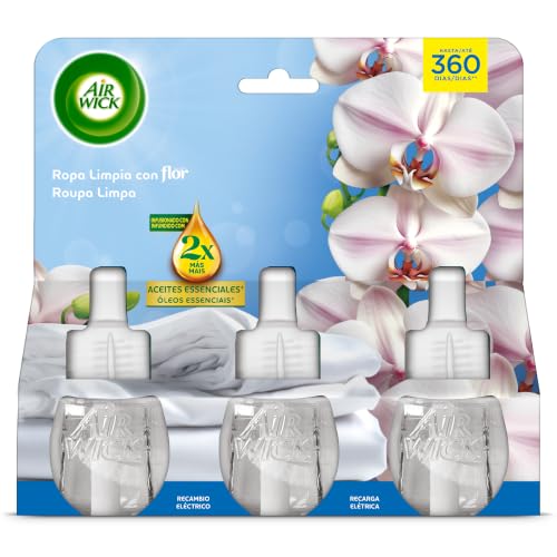 Eléctrico Recambio de Ambientador Eléctrico, Esencia para Casa con Aroma a Flor-3 unidades, El embalaje puede variar