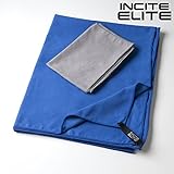 Incite Elite Microfiber Towel with Hand Towel and Bag, X-Large, Blue