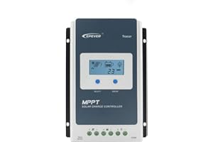 EPEVER 20A MPPT Solar Charge Controller 12/24VDC Automatically Identifying System Voltage with Backlight LCD Display Fit for Lead-Acid and Lithium Batteries