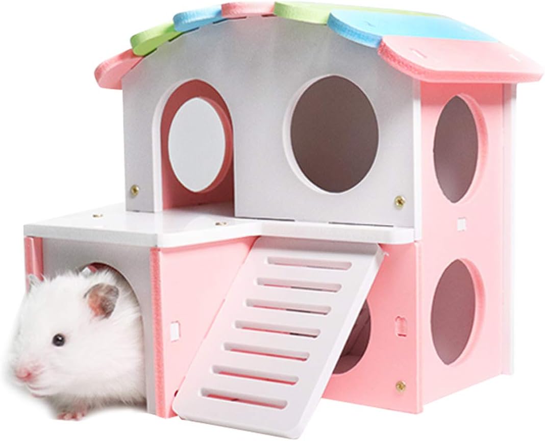 Syuantech Durable Hamster Cabin Double-deck Hamster Play House Small ...