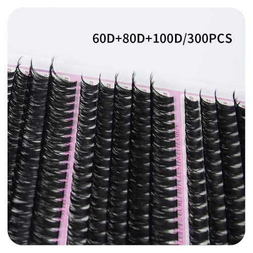 ANNAFRIS False Eyelashes Kit 60D+80D+100D Eyelashes Hair to Hair 0.07mm D Curl 10-18mm Cluster Lashes Natural DIY Eyelashes(60D+80D+100D)
