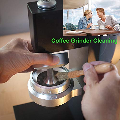 Coffee Grinder Cleaning Brush + Coffee Brush Wood Handle & Natural Bristles