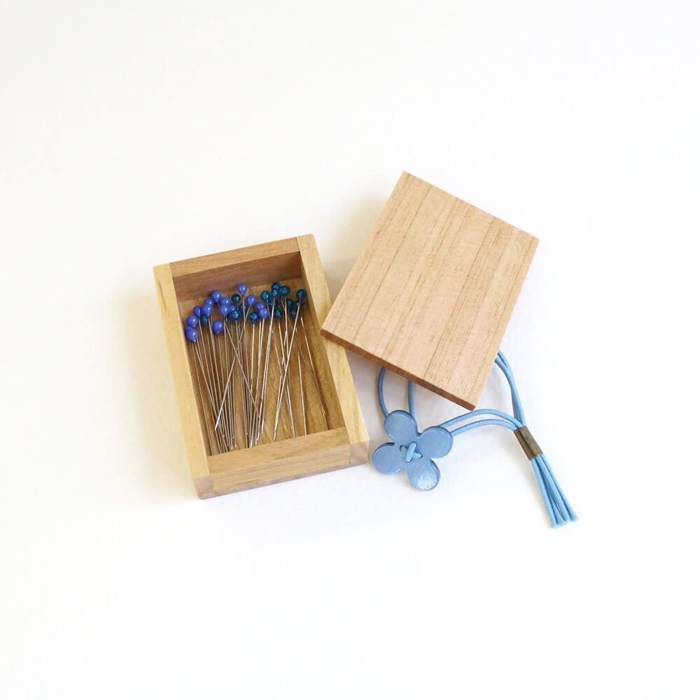 Cohana Glass head pins wooden box 0.50x35mm blue - 1x30pcs