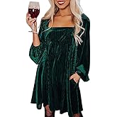 Chvity Velvet Long Sleeve Dress for Women Fashion Sexy Backless Tied Babydoll Dress Christmas Day Party Dresses Green
