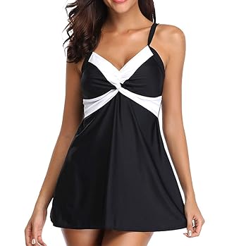 Dehots Damen Sexy Bikini Tankini Bauchweg Große Größen Bademode Badeanzüge Monokini Bikinis für Frauen Neckholder Badekleid
