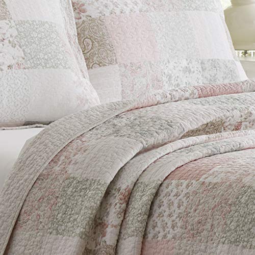 Laura Ashley Home Celina Patchwork Collection Quilt Set100 Cotton, Reversible, Lightweight