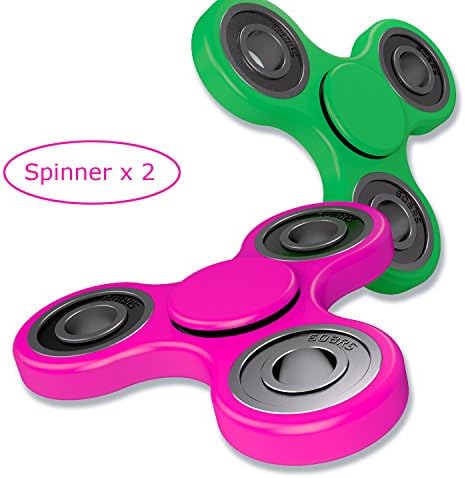 Topwv 2 Pack Fidget Spinner Toy Hand Tri-Spinners Focus Toys Stress Reducer Perfect For ADHD, Anxiety, Autism Adult Children (Pink+Green)