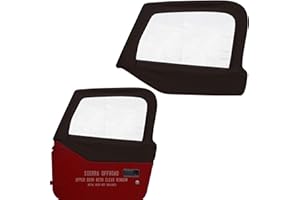 SIERRA AUTO TOPS & SEATS Sierra Offroad Jeep Half Doors for 1997 to 2006 Jeep Wrangler TJ - Black, Diamond Vinyl - 2 Door Skins with Plastic Clear Windows - Factory OEM Precision Fit Replacement - Upper Door Skin (Set of 2)